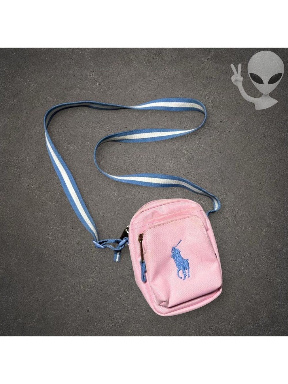 Polo Ralph Lauren Big Pony Girls Crossbody Bag Pink Blue Strap Canvas Preppy